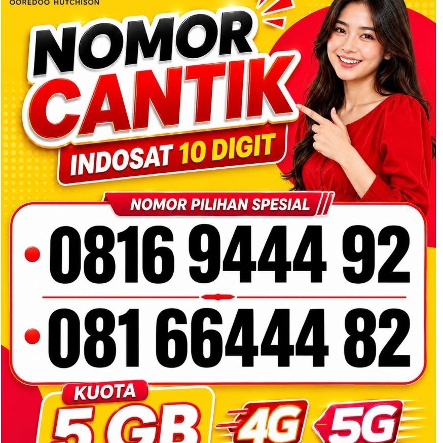 kartu perdana Indosat langka 10 digit rapi cantik