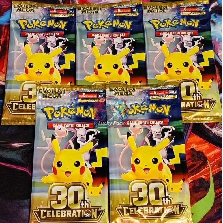 Booster Pack 30th Anniversary / 30 Tahun Celebration MA6 Fresh From Store Indonesia Full Art Holo Cl