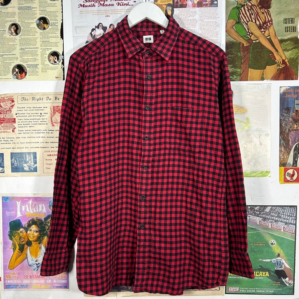 Flannel kemeja Uniqlo red and black