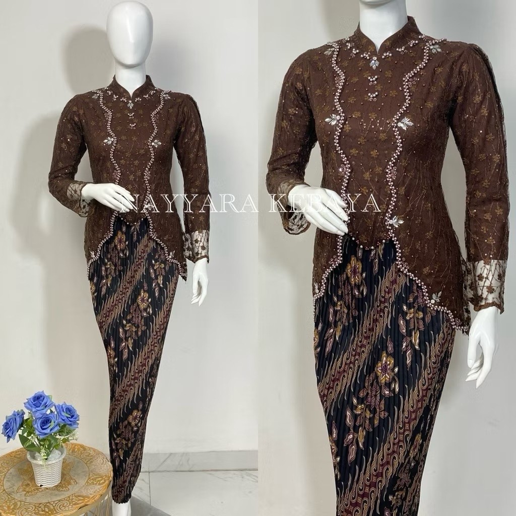 Kebaya Modern Terbaru Miska Wisuda Lamaran Kondangan Pesta Bahan Tille Kombinasi Payet Terlaris