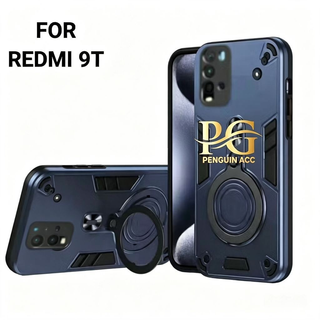 Casing XIAOMI REDMI 9T Hard Case Robot Ring Eye Ring Pro Camera Casing Standing Robot