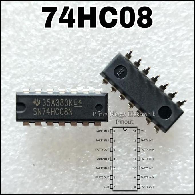 IC TTL 7408 74HC08 DIP 14P / SN74HC08N / HD74HC08P