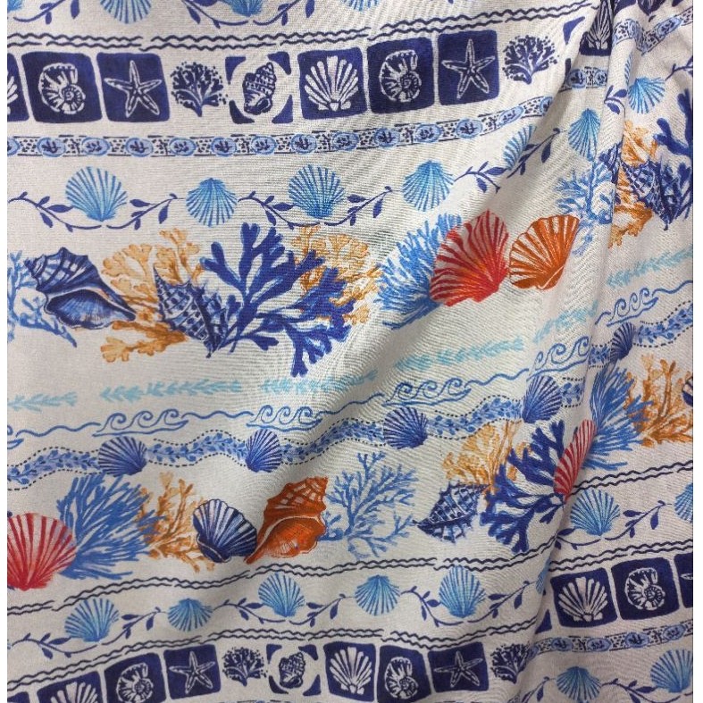 new.... kain pure linen motif bunga antik import italy