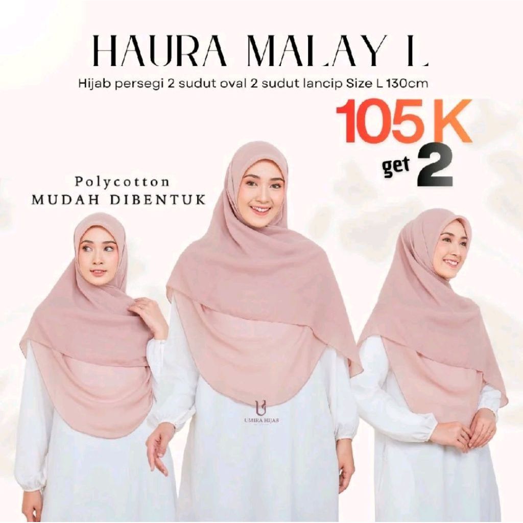 Umira Hijab L Haura Hijab Segiempat Oval Malay Polycotton Syar'i Jumbo