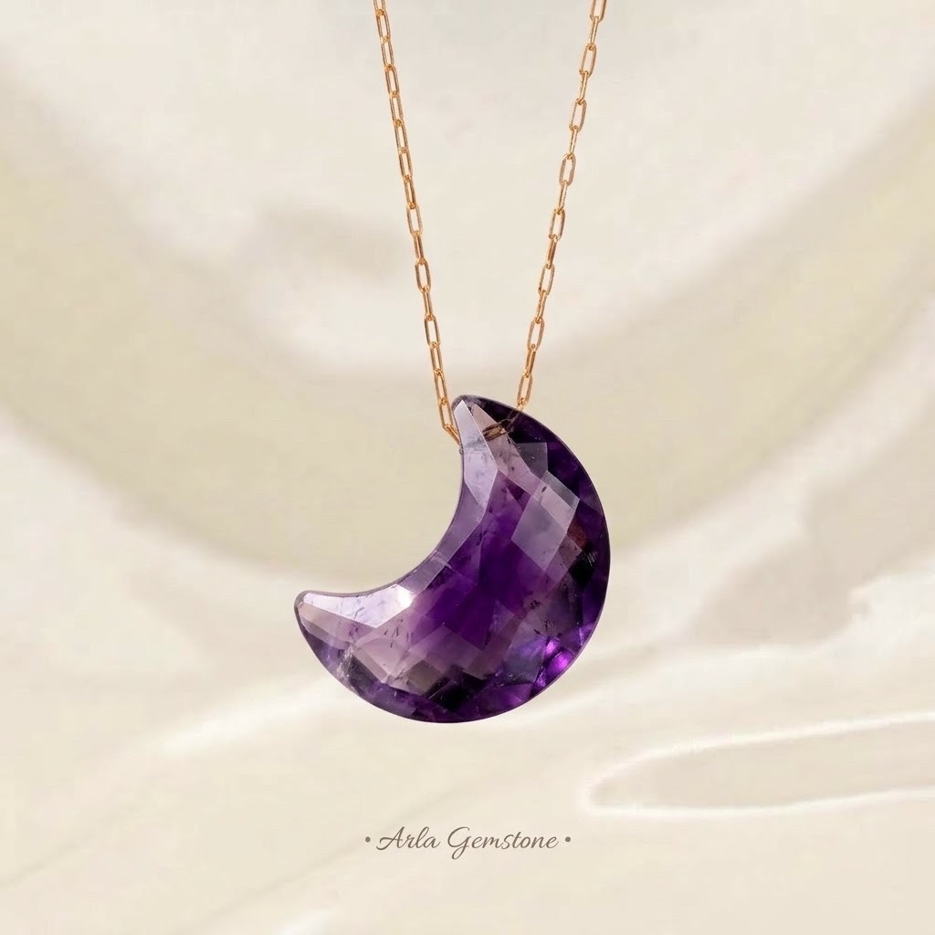Kalung Wanita Liontin Batu Amethyst Alami Asli - Natural Gemstone