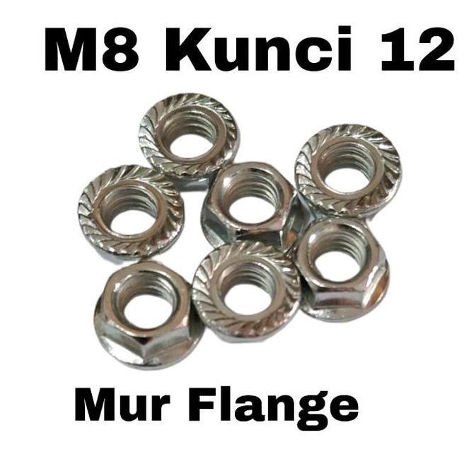 7Sakaruba - 100 Pcs M8 Mur Flange Nut / Mur Topi 8Mm Kunci 12