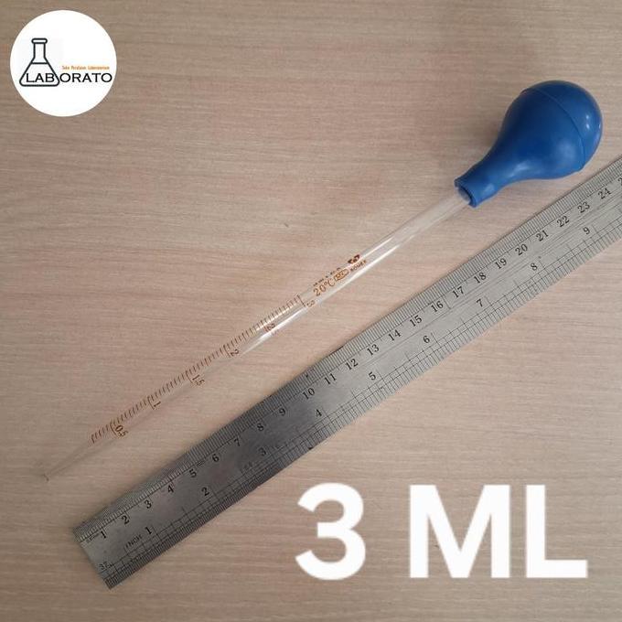 PIPET UKUR 3ML PIPET TETES SKALA KACA BULB KARET DROP PIPET 3 ML MURAH