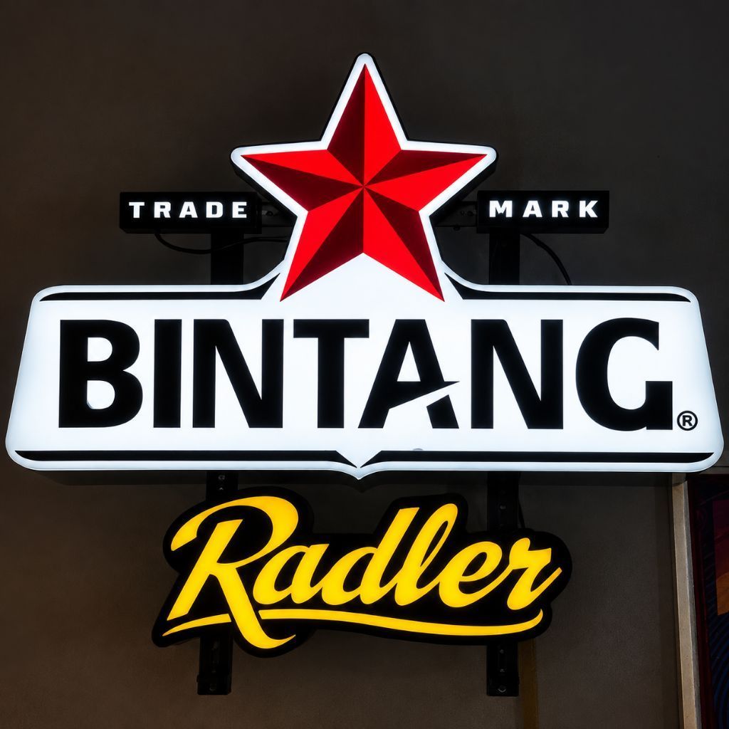 NEON BOX BINTANG REDLER TIMBUL BESAR HIASAN DINDING KONDISI BAGUS 44X60CM NEON VINTAGE