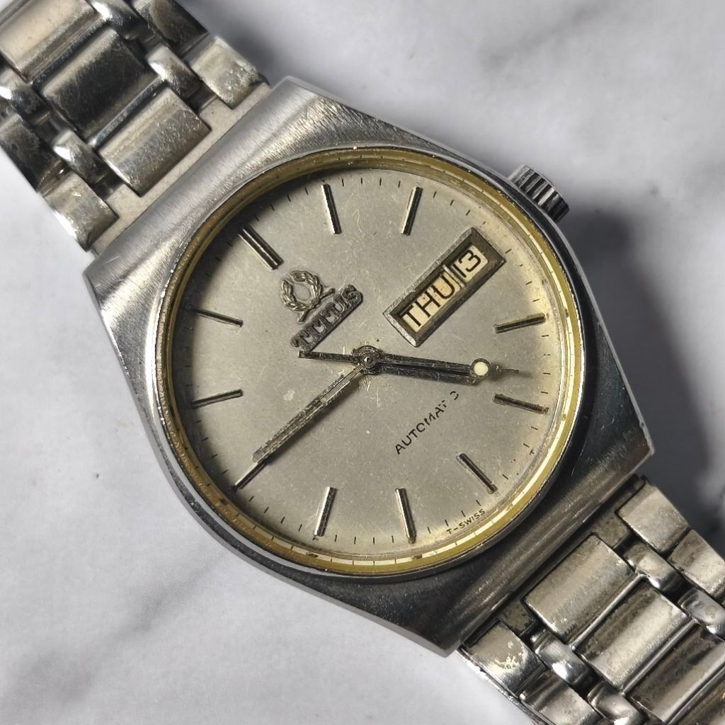 TITUS Automatic Day-Date 912384 MOD 516024 - Jam Tangan Pria Vintage Original Antik Rare