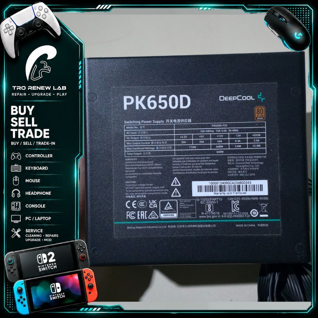 DeepCool PK650D PSU PSU Switching 650W 80 Plus Bronze untuk PC