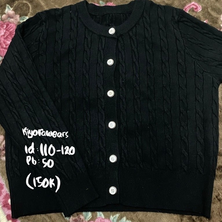 Cable Knit Cardigan Hitam Preloved
