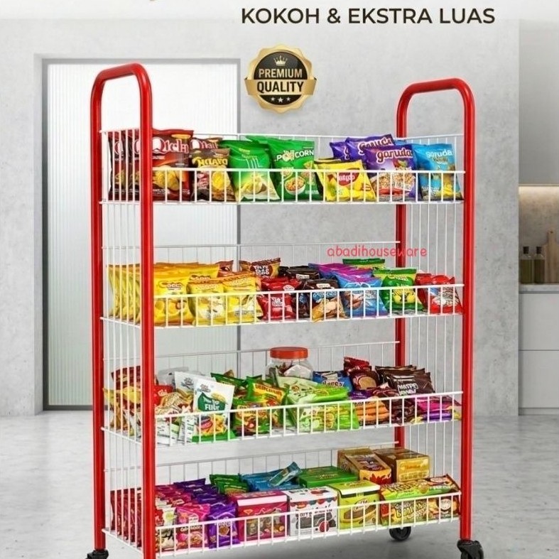 RAK SERBAGUNA JUMBO RAK CHIKI RAK DISPLAY SNACK JUMBO RAK BESI 4 SUSUN MASTER (REGULAR/CARGO)