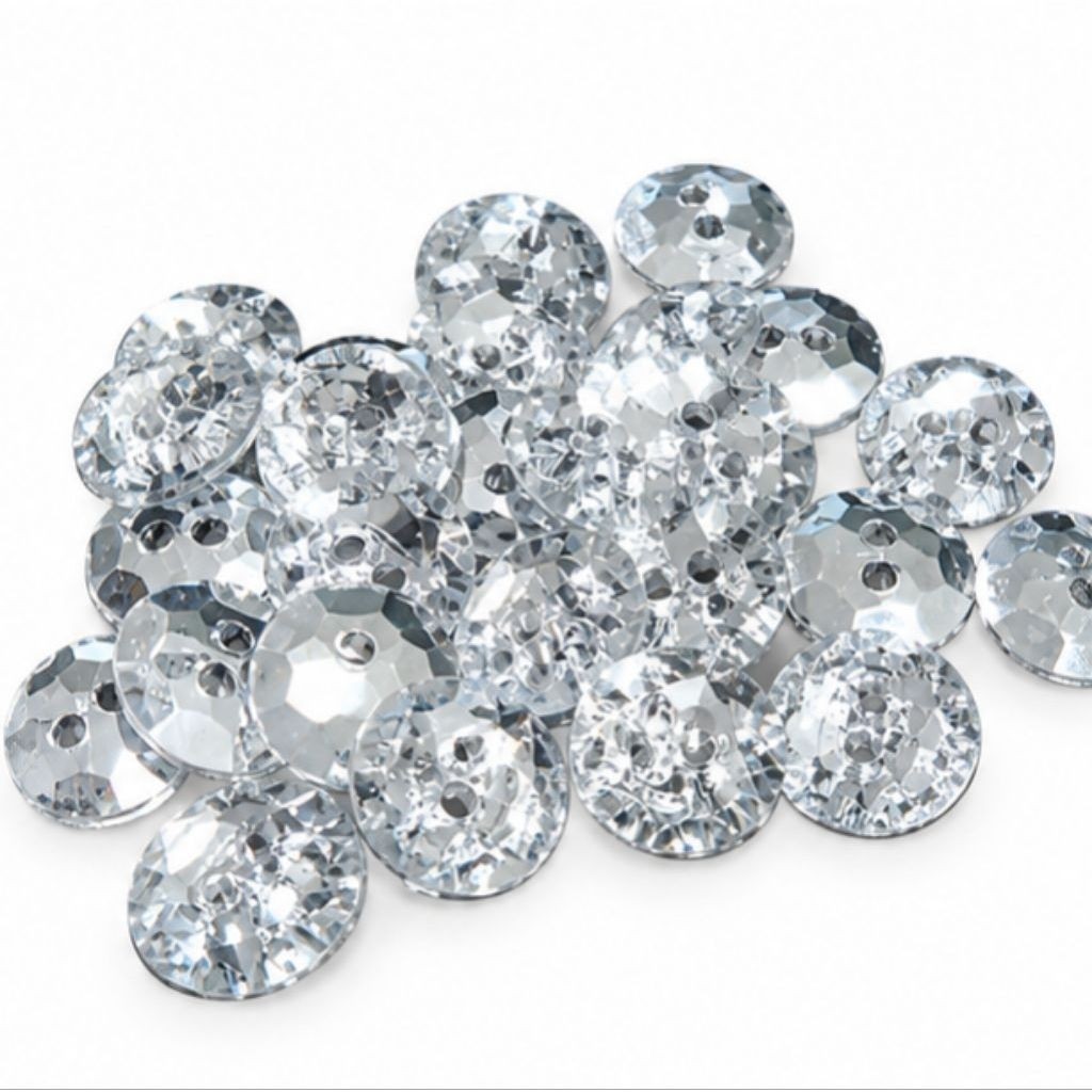 COD ISI 100 PCS Kancing Baju Diameter 13 MM/15 MM/18 MM Kancing Kristal Bening / DIY Kerajinan Tanga
