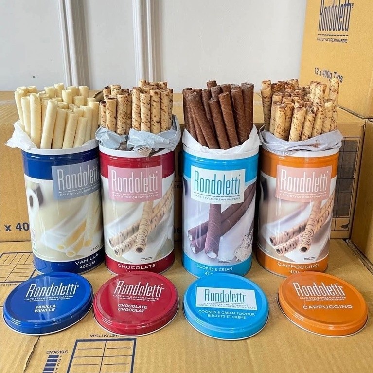 RONDOLETTI ROOLA ROLA ROLLA Chocolate Vanilla Cappucino Kemasan Ekonomis Toples Coklat Cokelat Bisku