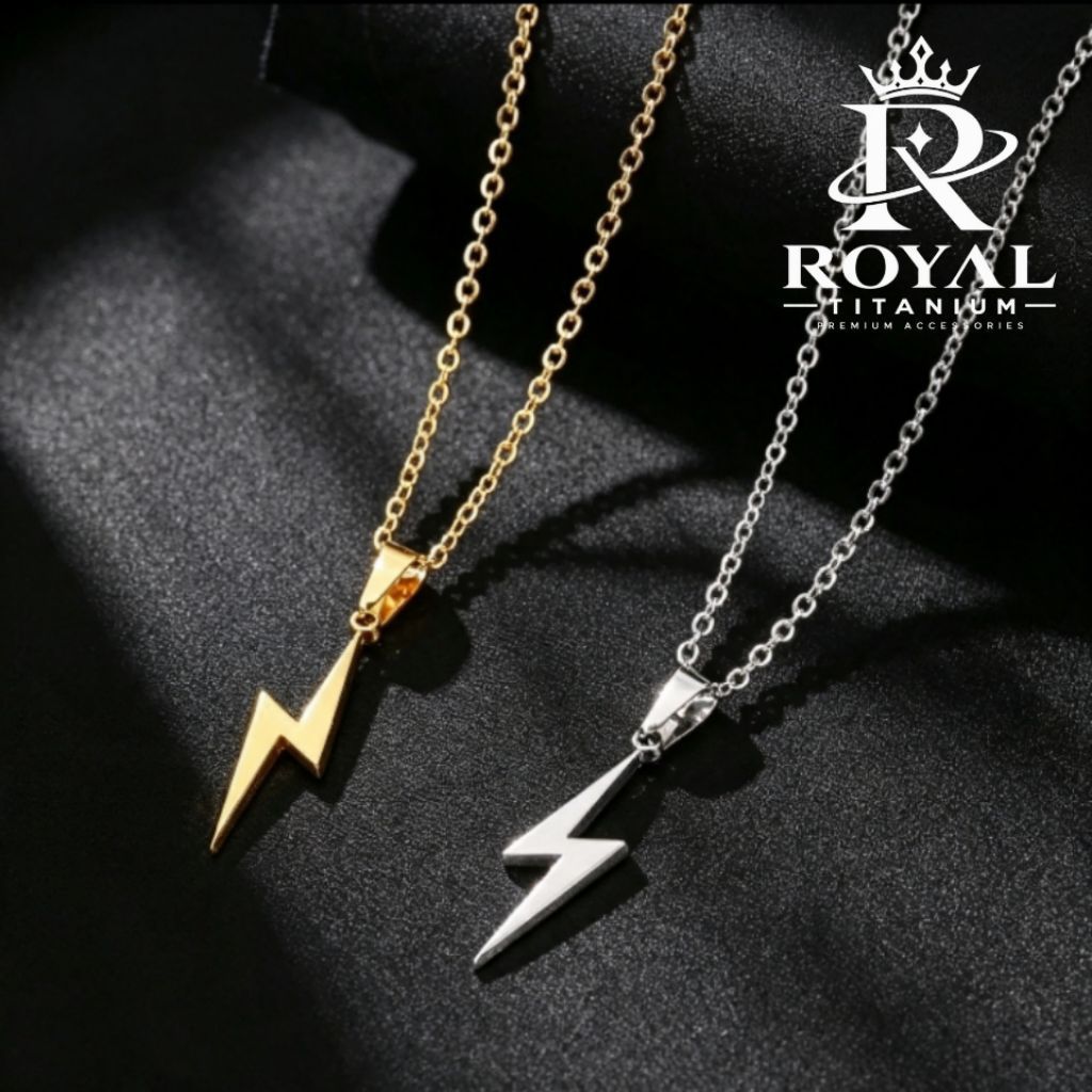 Kalung Petir Lightning Emas & Perak Pria Wanita Anti Karat Aksesoris Keren