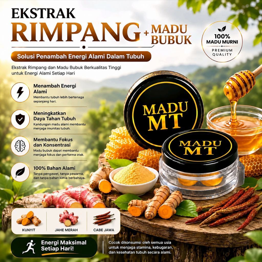 Madu MT isi 4 Ekstrak Rimpang Madu Bubuk 100% Madu Murni Premium Quality
