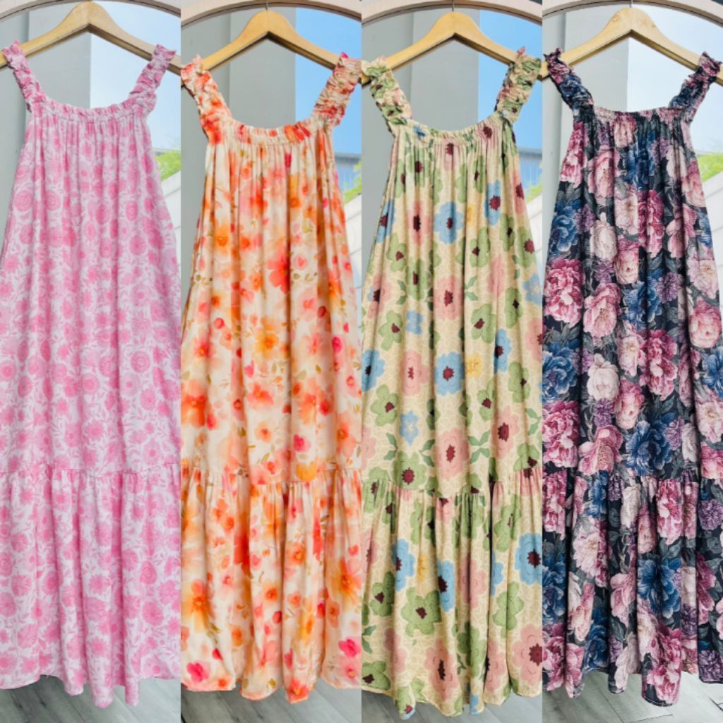 CELINE DRESS DASTER RAYON MOTIF BUNGA TERBARU//DRESS VIRAL//DRESS MURAH