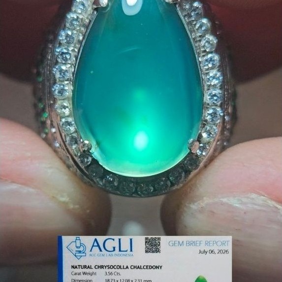 Natural batu Bacan ring Perak