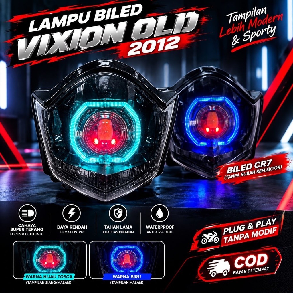 Reflektor Lampu biled Biled Vixion old lama 2012 Fullset