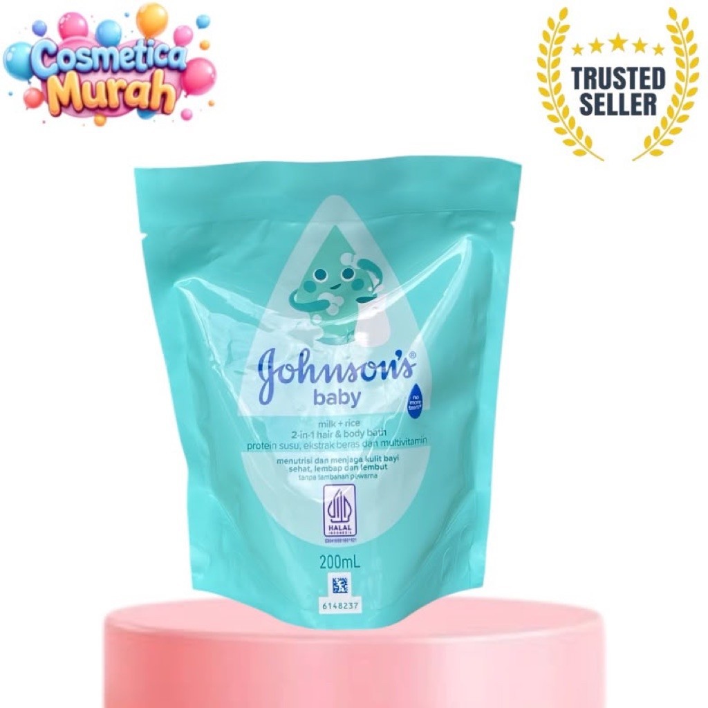 cb.ox][refill 200ml] JOHNSON'S BABY milk rice 2in1 hair and body bath nutrisi kulit bayi