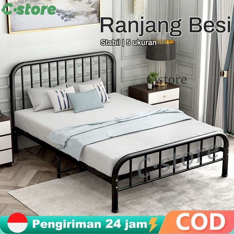 Tempat Tidur Besi Basicbed Series 6 Ukuran Hitam/Putih Dipan Ranjang Besi Tatakan Divan Tempat Tidur