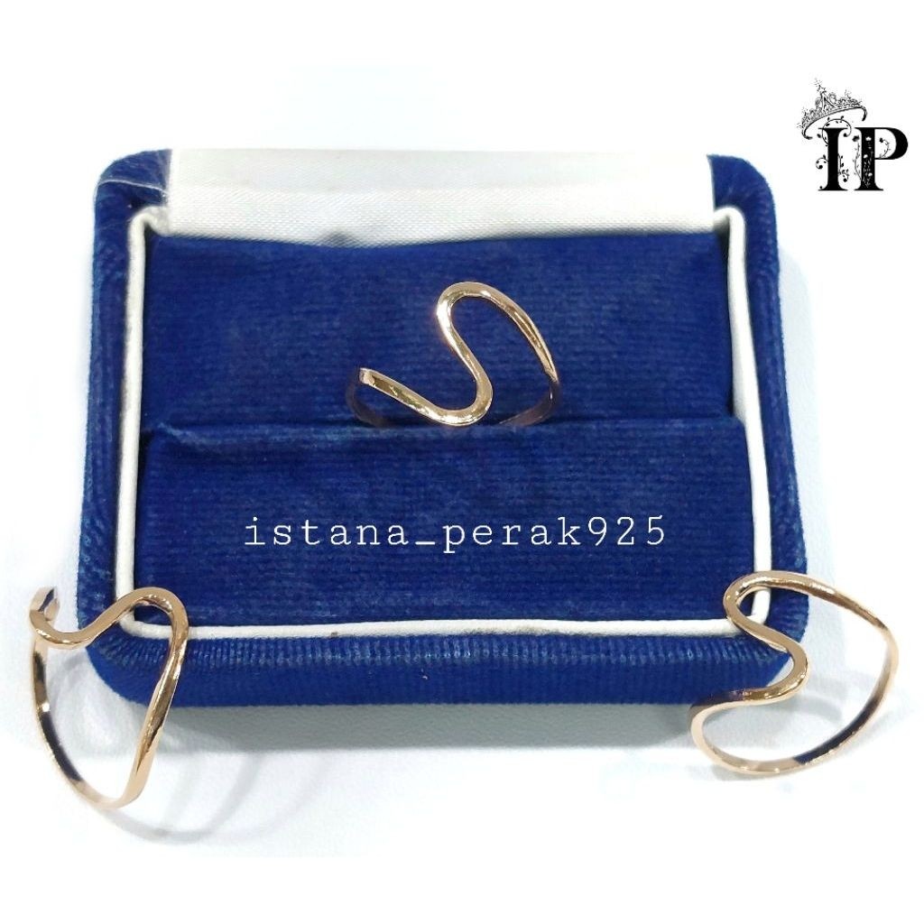 Cincin Perak Asli Silver Wanita 925 Lapis Emas Putih Model Isyana polos - Perhiasan Perak Wanita