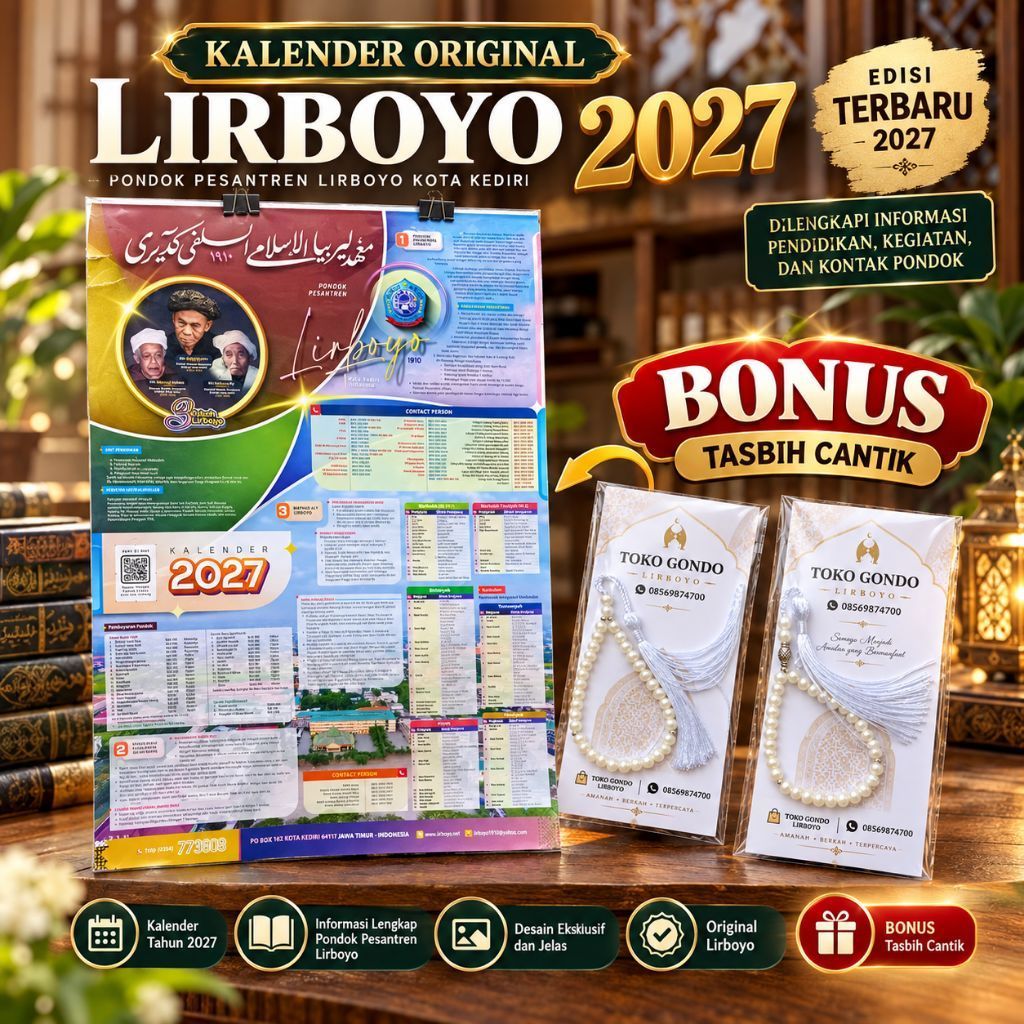 KALENDER LIRBOYO 2027 ASLI ORIGINAL kalender lirboyo asli original lirboyo BONUS TASBIH CANTIK