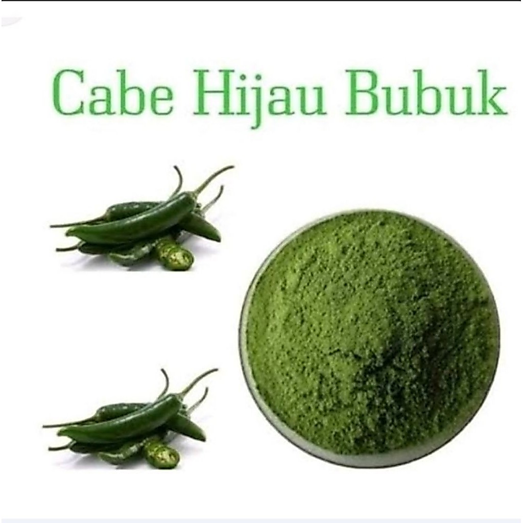Cabe hijau bubuk/cabe ijo halus 100gram.