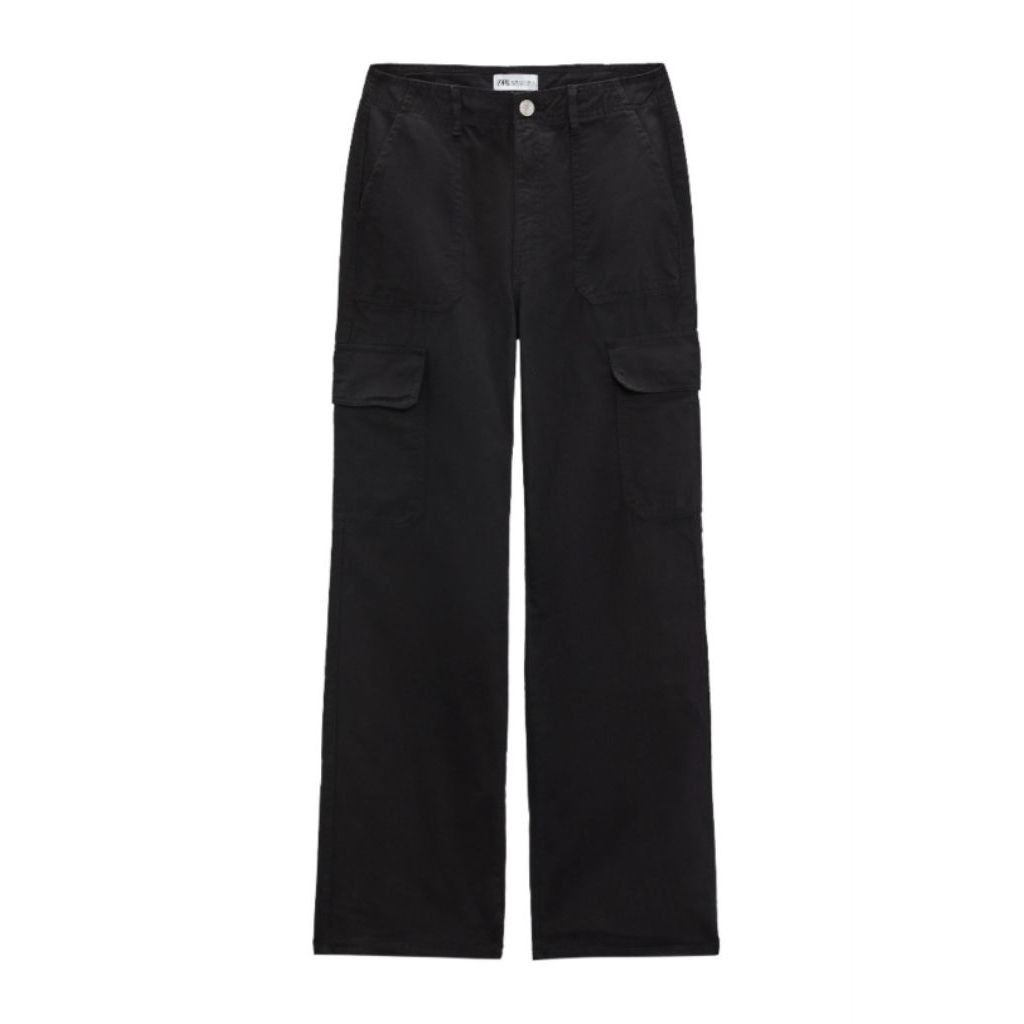 zara black cargo denim