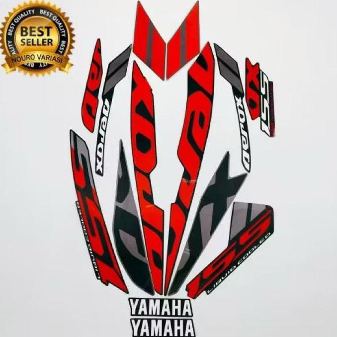 STIKER STRIPING LIST BODY MOTOR AEROX 155 2019 FULL HITAM MERAH READY