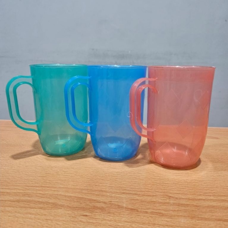 Gelas Plastik Bir 12 Cm - Gelas Es Plastik Warna-Warni, Gelas Gagang, Gelas Bir Bening, Ukuran Besar