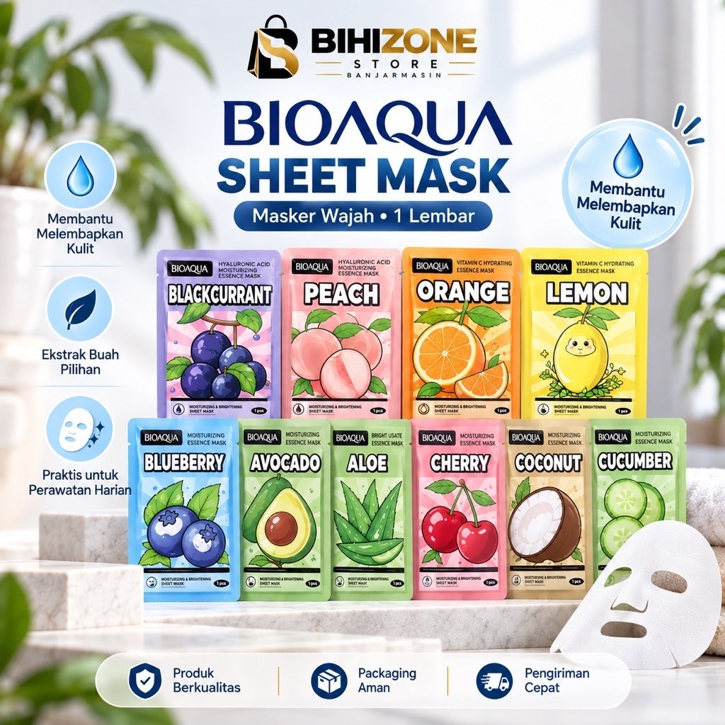 (SATUAN/Grosir) BIOAQUA Natural Skin Care Mask Masker Sheet / Mask Sheet / Masker Wajah Memutihkan A