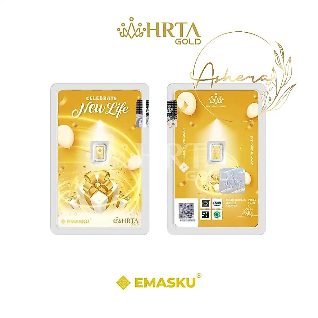 AsheraGold EMASKU Hartadinata Happy Birthday New Life 0,1 0,25 dan 0,5 gram LM LA Emas Logam Mulia