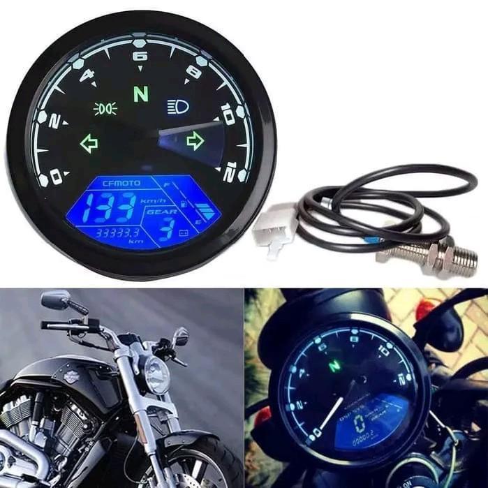 Spidometer Digital Babon Diameter 9Cm Bulat Hitam Motor Vespa Px Tiger Old New Rx King W175 Xsr Vixi
