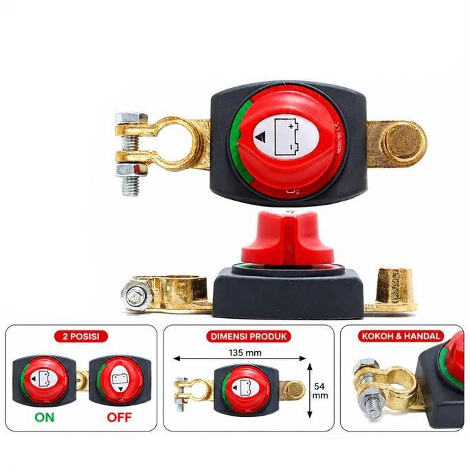 Pilihan - Saklar Pemutus Arus Aki Battery Disconnect Switch 12V 24V 48V On Off Terminal Baterai Mobi