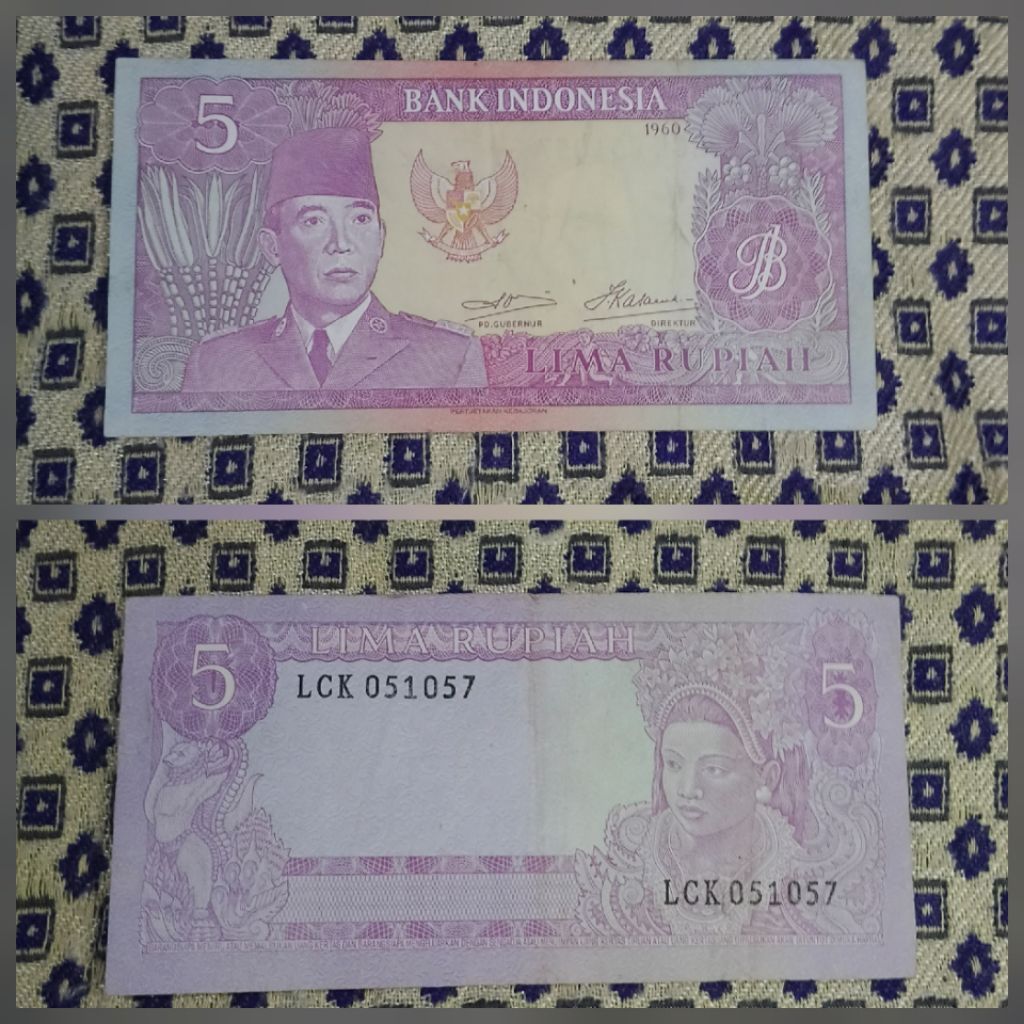 uang kuno 5 rp sukarno tahun 1964 Asli
