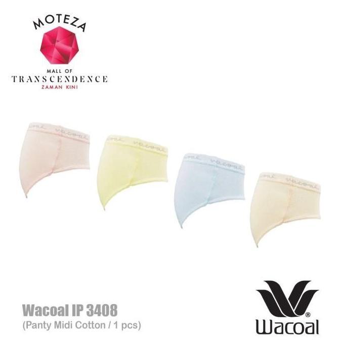 Celana Dalam Wanita - Wacoal Panty Midi Cotton - IP 3408 Basic Karet Katun Lembut