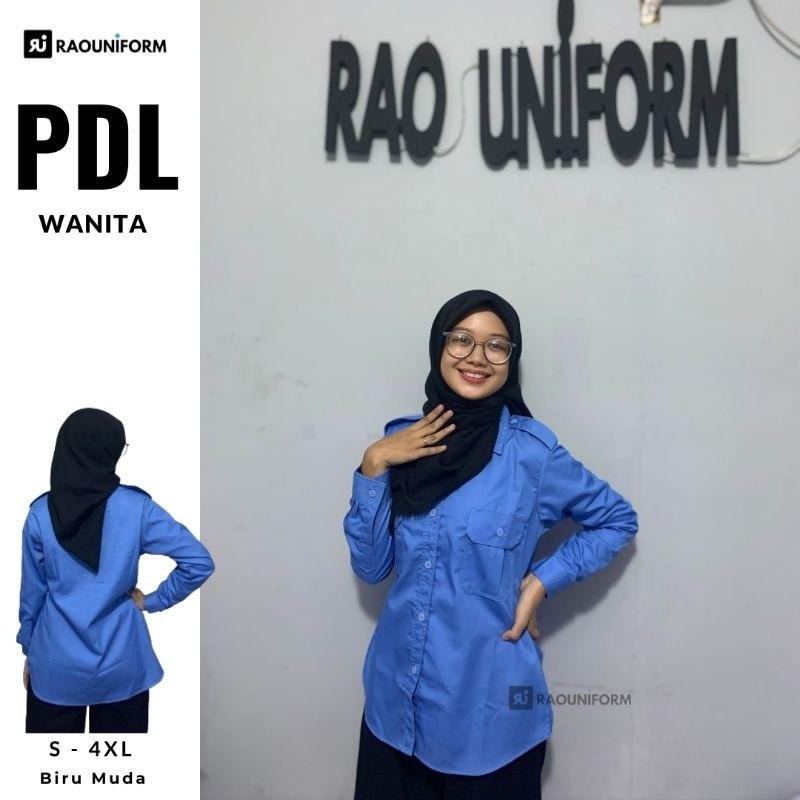 Kemeja PDL Putih Wanita/Seragam Kesehatan Wanita/Baju Dinas PDL Lengan Panjang/Baju PDL Bordir