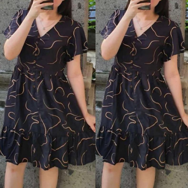 Pilihan Terbaik Daster Busui Friendly Mini Terbaru Kancing Motif Salur Kekinian Dress Sexy Rempel Mu