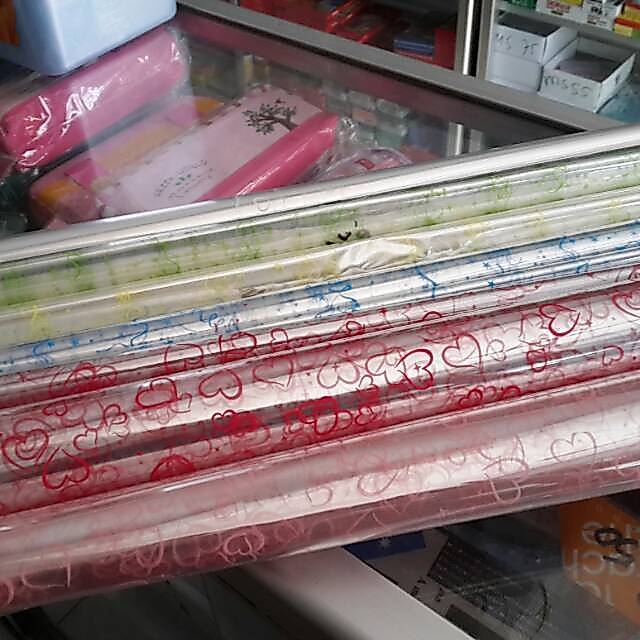 OPP MOTIF KACA TEBAL PLASTIK BUNGKUS PARCEL BONEKA KADO BUNGA TUMPENG  LEMBARAN BESAR