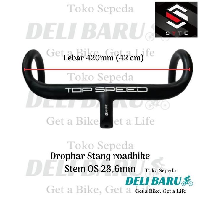 Deli baru SYTE Stang + stem model lengkung Alloy dropbar plus stem Oversize 28,6 mm panjang 42 cm se