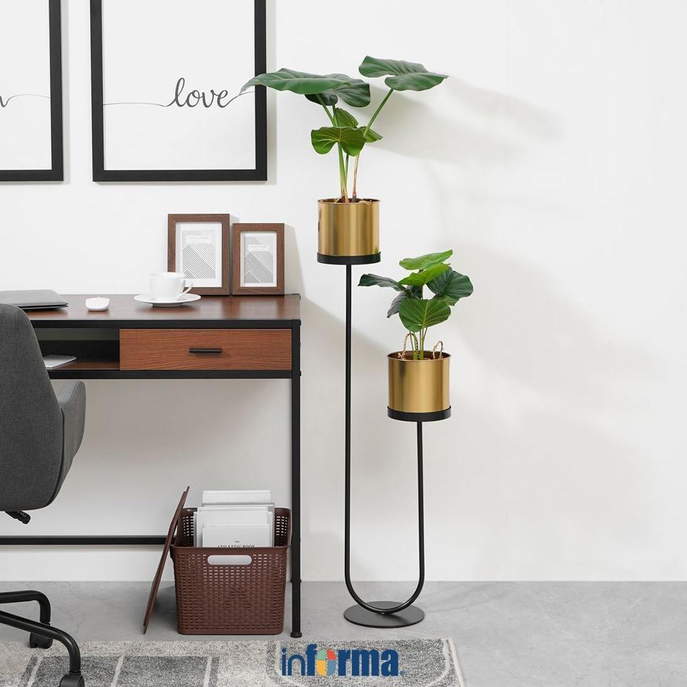 Informa Pot Tanaman Dengan Stand 104.5 Cm - Gold Flower Pot Planter Bunga Wadah Tanam Pot Hias