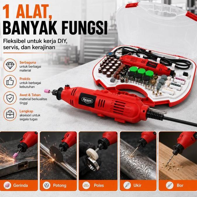 NADIA_VARSIKA - REAIM MINI DRILL GRINDER SET 12V DC 15000RPM BOR LISTRIK MINI GRINDER 211PCS ROTARY 
