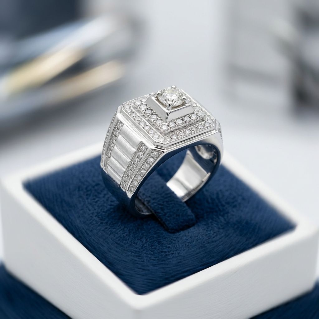 cincin perak pria berlian Banjar