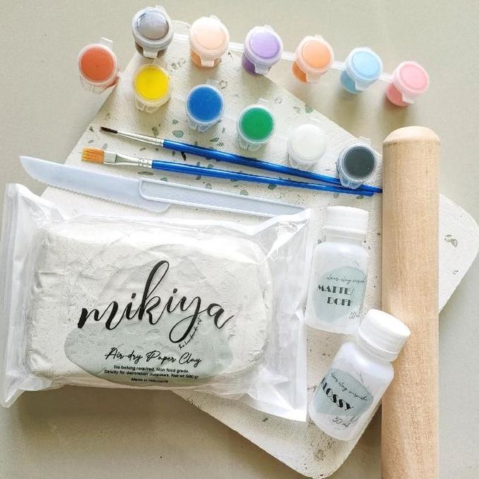 new Mikiya Clay Starter Kit variasi Varnish Matte/Doff / Air-dry Clay / Modeling Clay / Clay set pem