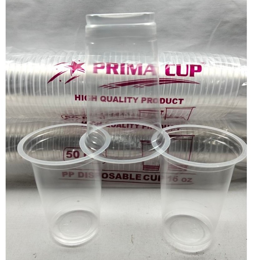 PRIMA CUP Gelas Plastik 16 OZ DATAR ( 1 BKS)