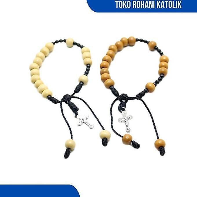 DOVEGIRL GELANG ROSARIO KAYU/ GELANG SALIB / GELANG ROHANI / GELANG PRIA WANITA