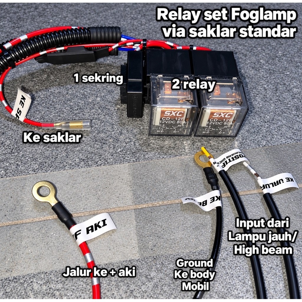 RELAY SET FOGLAMP H11 PNP SUPPORT HIGHBEEM UNIVERSAL MOBIL RELAY FOGLAMP BILED LAMPU KABUT UNIVERSAL