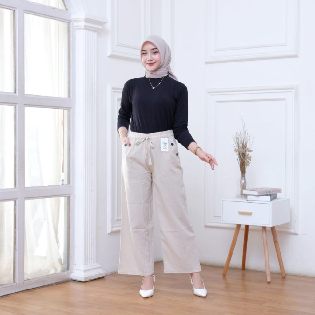 FARASKA - CELANA  KULOT JUMBO LINEN CRINKLE WANITA KOREAN STYLE KATUN PREMIUM