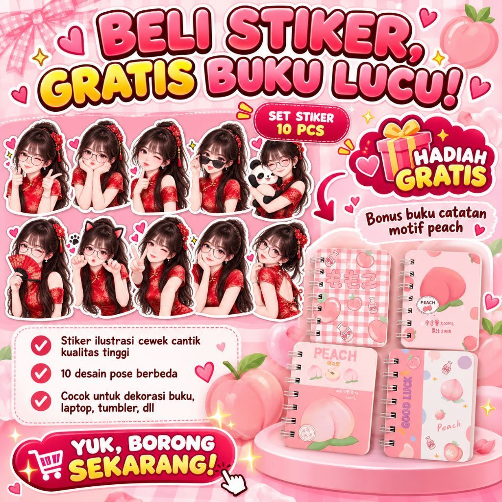 Sticker Vinyl Aesthetic Korea - Sticker Lucu, Waterproof, Glossy